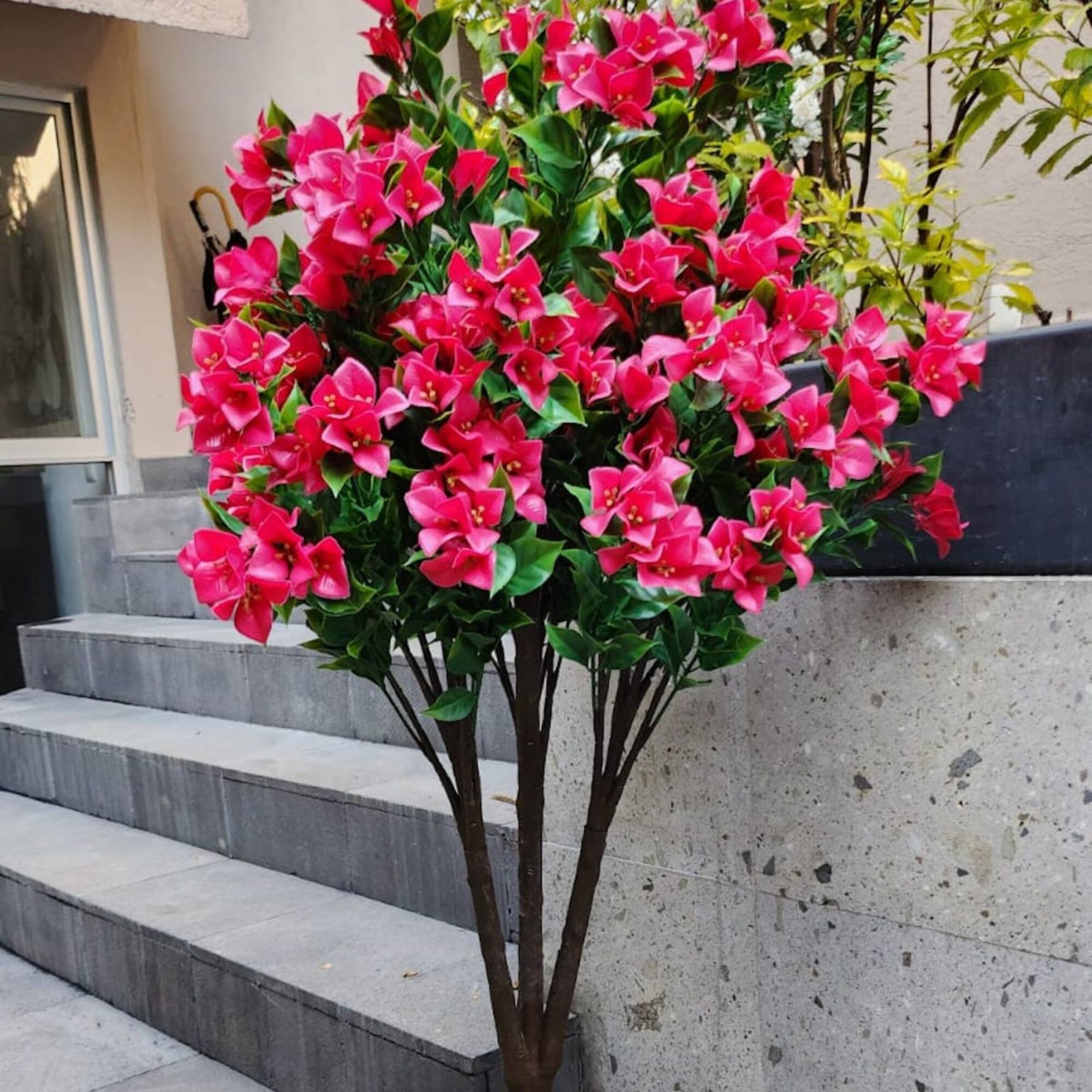 GreenSmart Dekor 4ft. Artificial Bougainvillea Plant in Black Pot